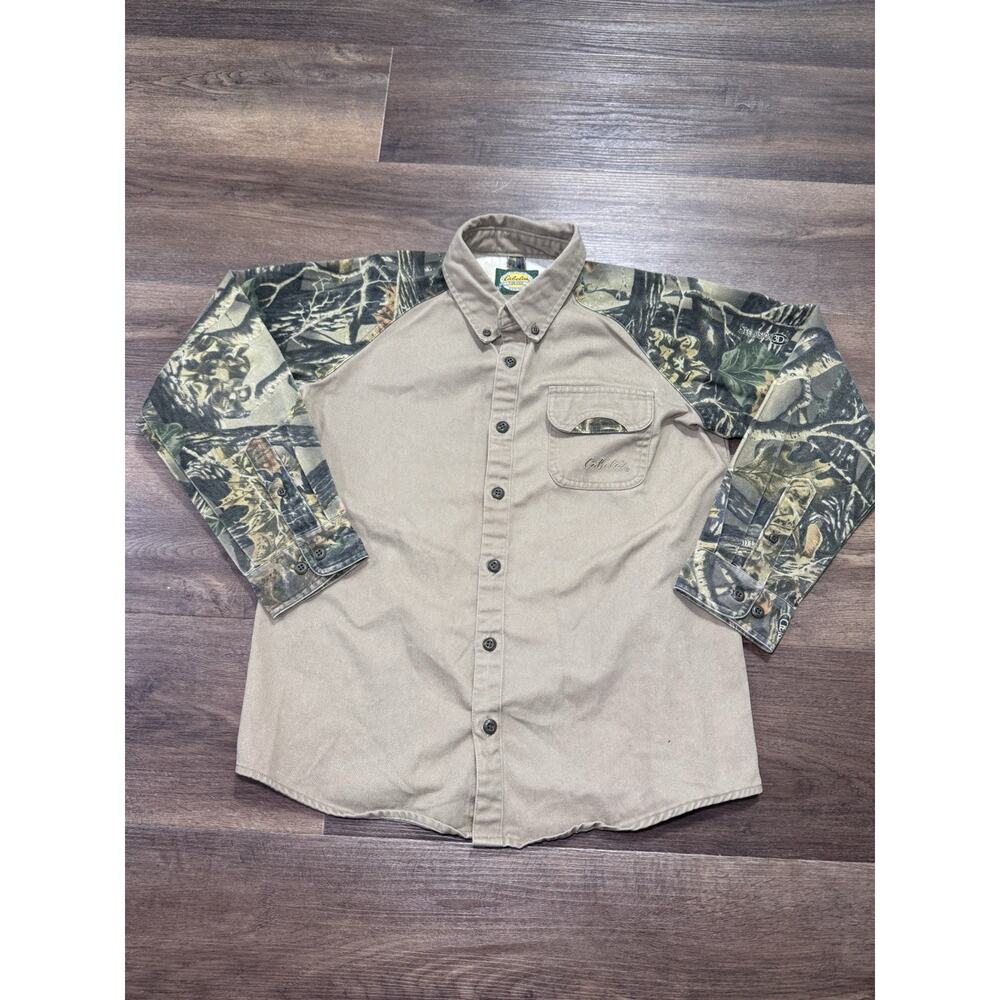 Cabelas Youth Camo Long Sleeve Button Up Shirt Kids Large
